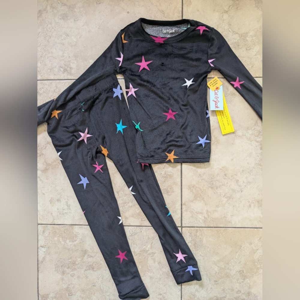 Cat & Jack Black Pajamas with Colorful Stars